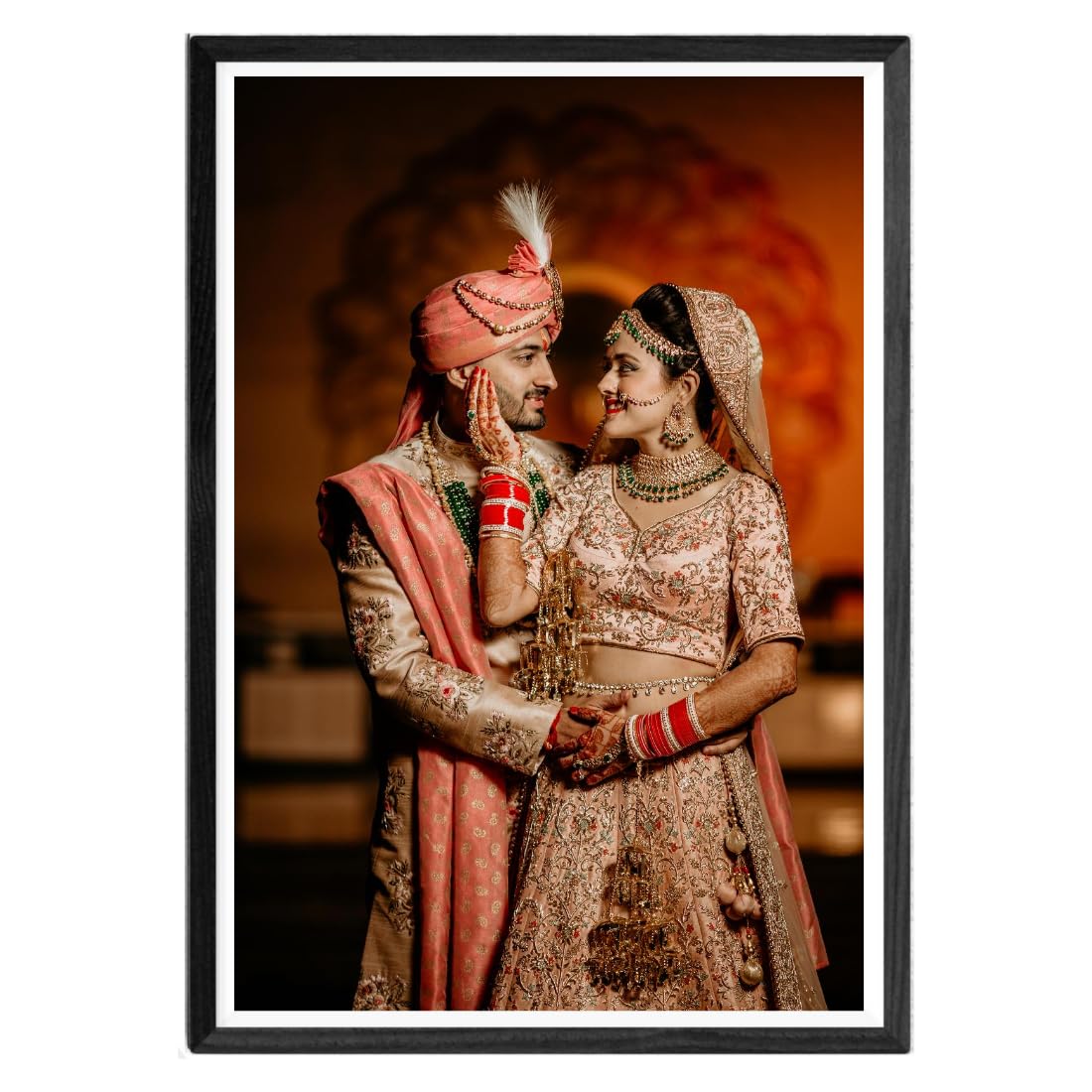 Wedding Couple Photo Frame | Premium Black Frame Wall Decor | Personalized Wedding Memory Frame