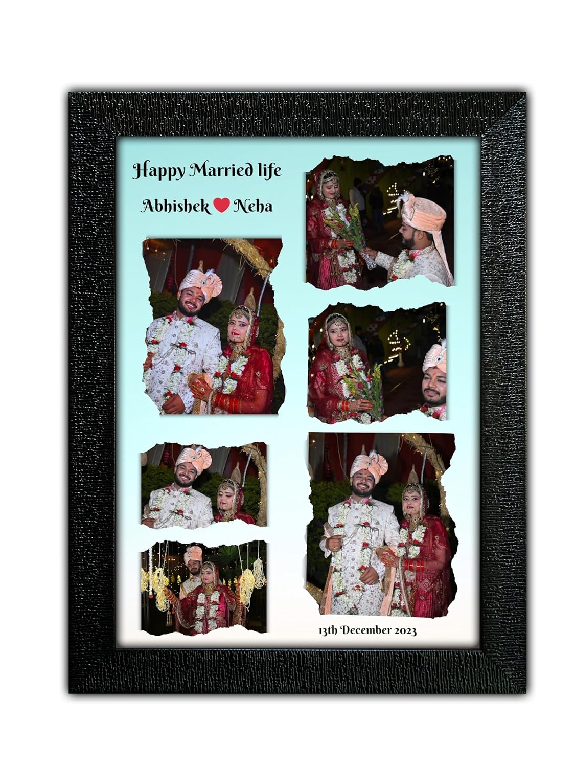 Personalized Wedding Photo Collage Frame 12x18 Inch | Custom Couple Photo Frame