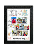 Personalized Birthday Photo Frame | Custom Photo Collage Gift | Black Textured Frame