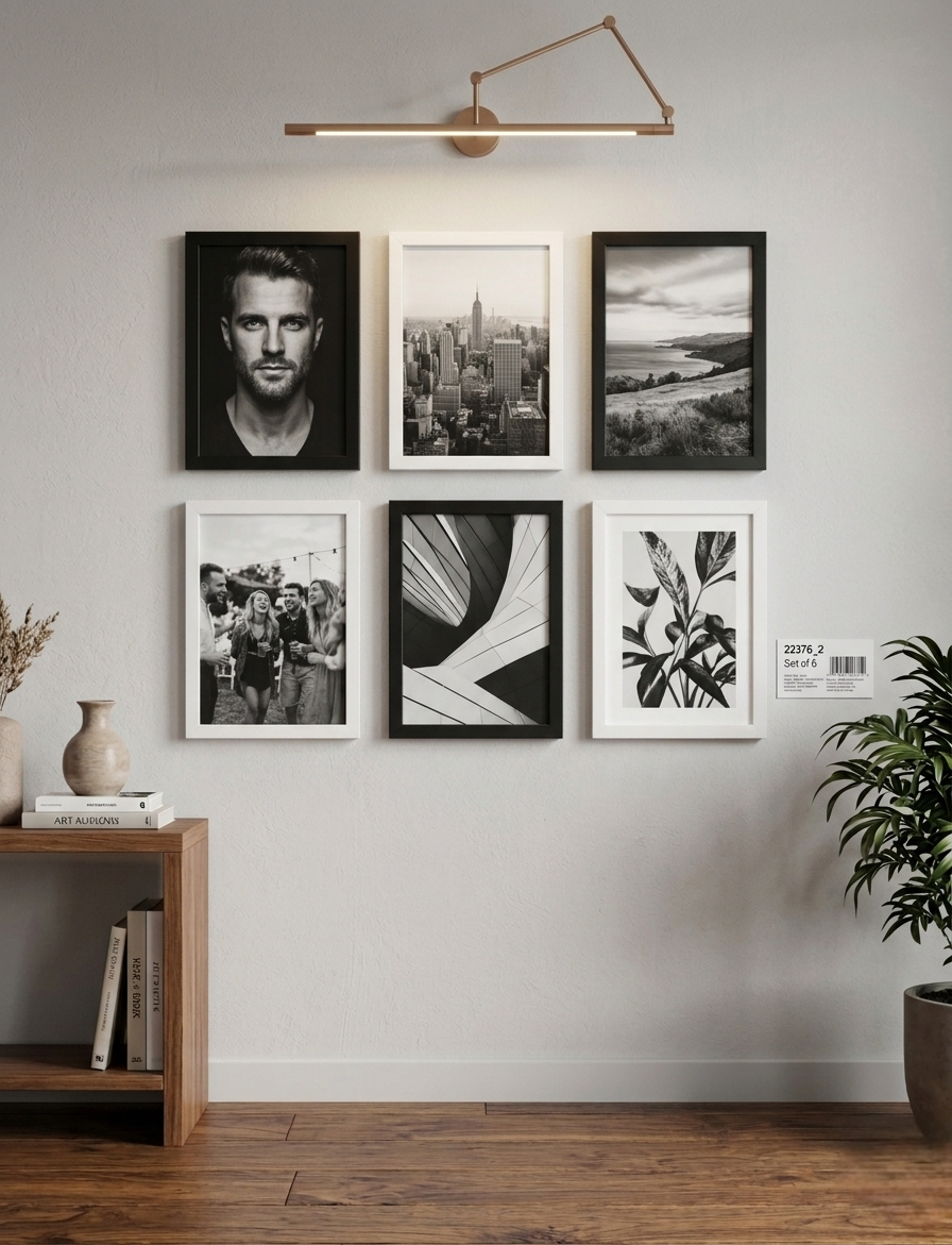 Premium Photo Frame Combo (Set of 6) – Black & White