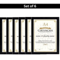 Set of 6 A4 Black Photo Frames for Wall Display | Certificate, Document & Photo Frame Collection